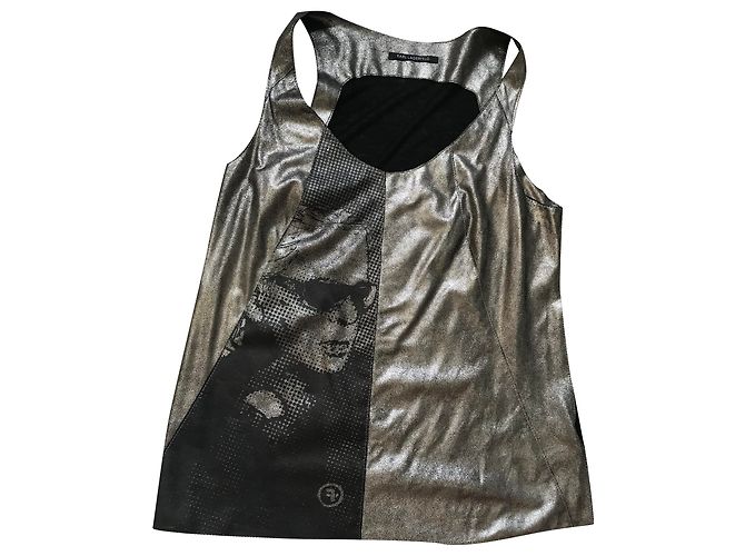 Canotta in pelle Karl Lagerfeld Argento