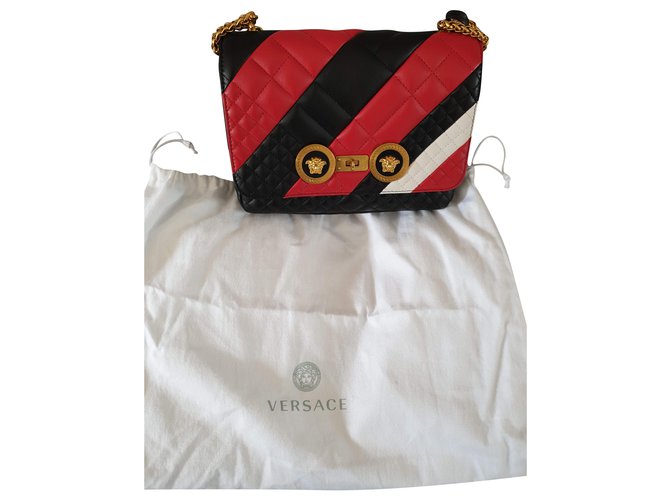Bloque de color Versace en icono acolchado en piel de napa Multicolor Cuero  ref.248710