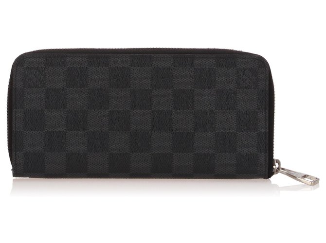 Louis Vuitton Black Damier Graphite Vertical Zippy Wallet Grey Cloth  ref.248787