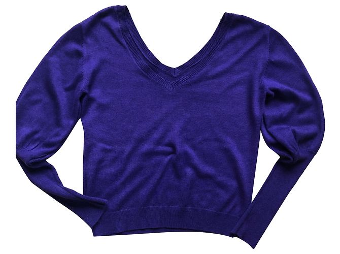 Les Petites Pull manches gigot violet