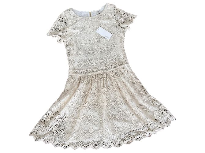 Ba&Sh Offenbach Häkelspitzenkleid cremeweiß Baumwolle Aus weiß