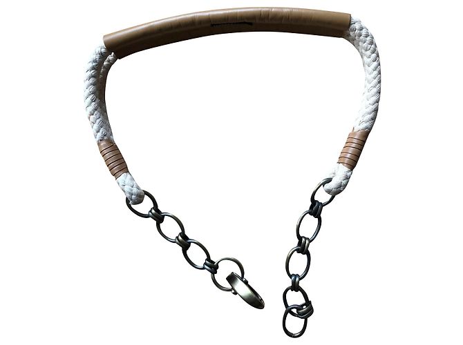By Malene Birger cinturón de algodón macramé y cadena Beige 
