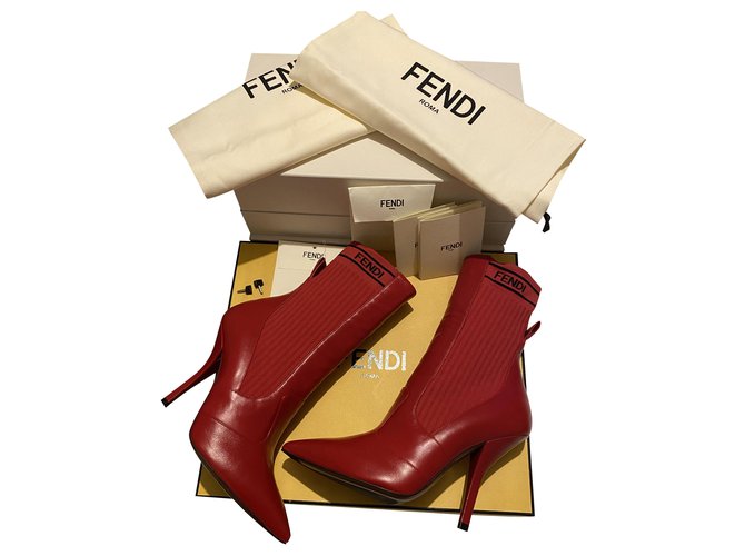 Fendi boots red / Bordeaux Leather  ref.249033