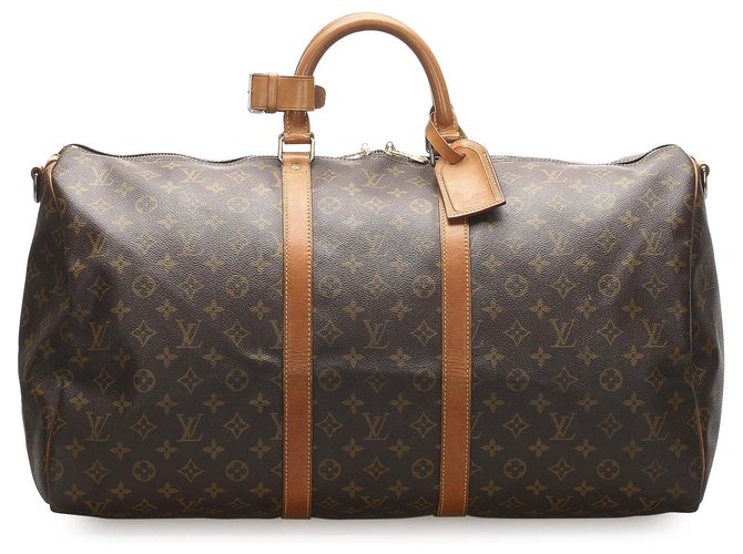 Louis Vuitton Brown Monogram Keepall 55 Leather Cloth  ref.249111