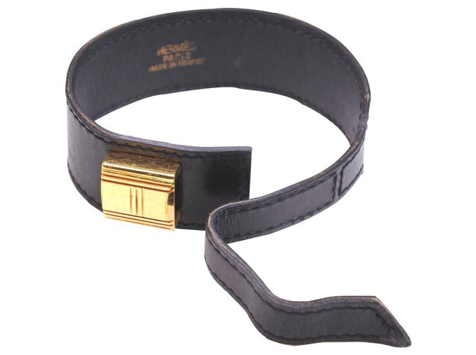 Bracelet Hermès Cuir Noir  ref.249178