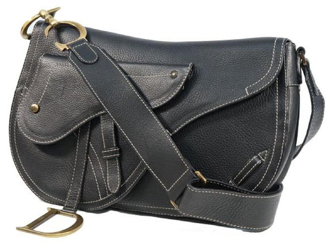Dior Saddle Bag Bolso de hombro para mujer negro Cuero  ref.249288