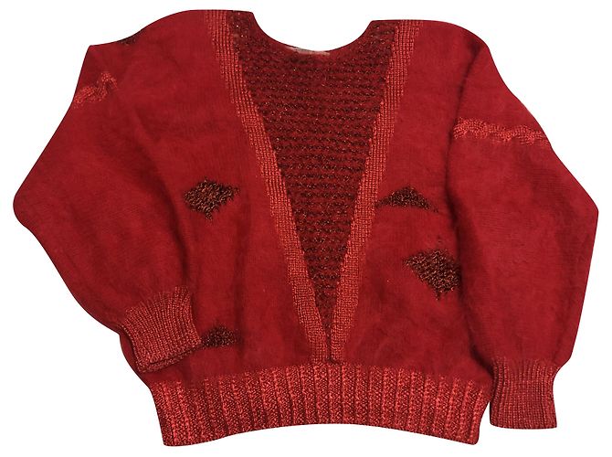 Autre Marque Anny Blatt Angora Pullover rot handgestrickt