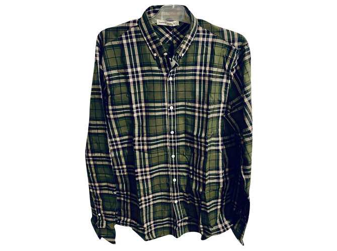 Autre Marque Camisa de manga larga Maison Standards Verde claro Verde oscuro Algodón  ref.249393