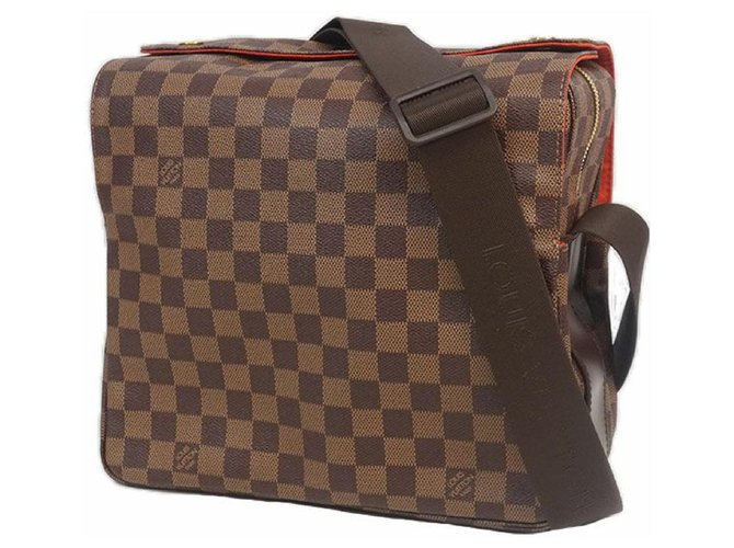 Louis+Vuitton+Naviglio+Shoulder+Bag+Brown+Leather for sale online