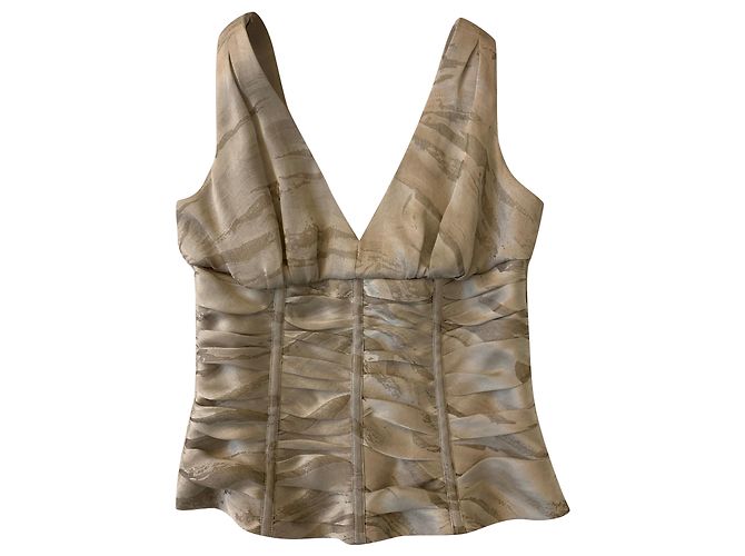 Armani Top bustier de organza cinza claro