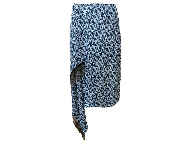 Etro Seidenrock Blau Multicolore Mehrfarben