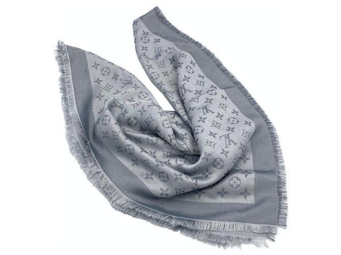 Châle monogram silk scarf Louis Vuitton Grey in Silk - 8884777