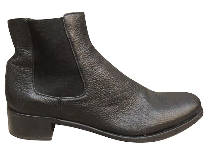 Bottines Chelsea Prada en cuir grainé noir 36.5