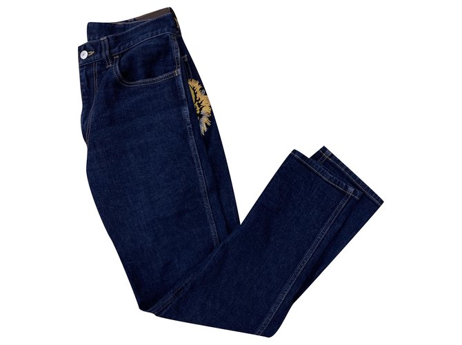 Jeans ricamati Gucci Multicolore Blu navy Giovanni  ref.249954