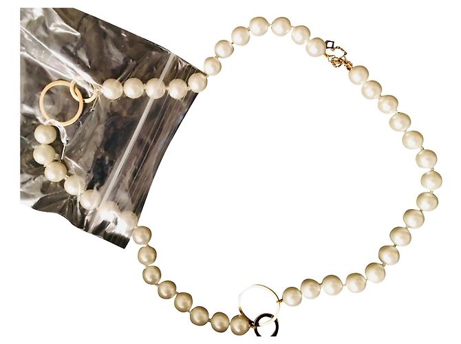 Autre Marque Misaki New collar de perlas blancas nunca 'usado' Blanco