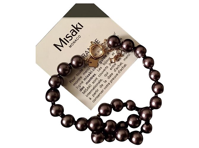 Autre Marque Pulsera Misaki de lazo de perlas azul marino