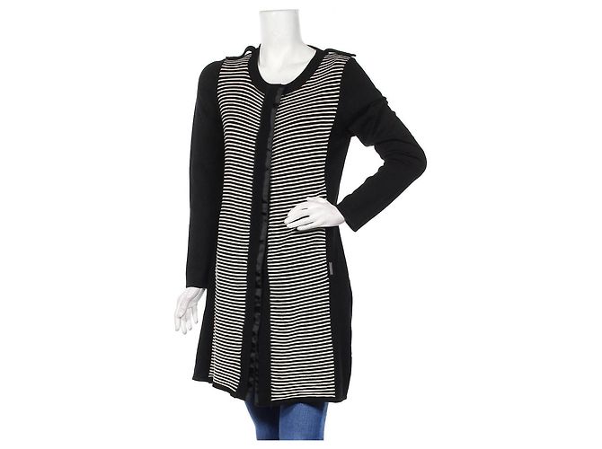 Adolfo Dominguez Gestreifte Strickjacke Schwarz Weiß M