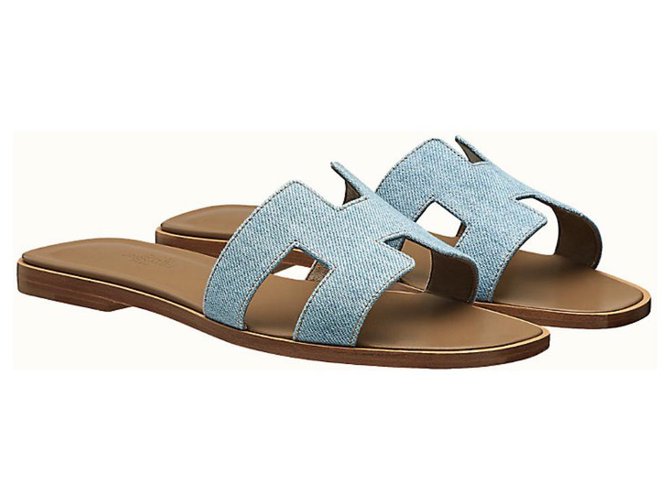 Hermès Sandals Light blue Denim  ref.250089