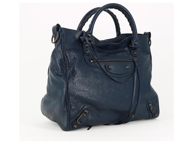 Balenciaga Handbag Azul Couro  ref.250178