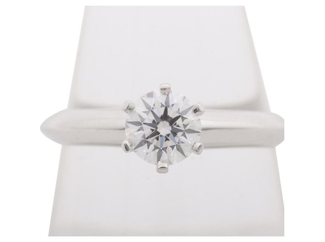 TIFFANY & CO. solitário 0.51ct E / IF anel de noivado de diamante brilhante redondo Branco Platina  ref.250187