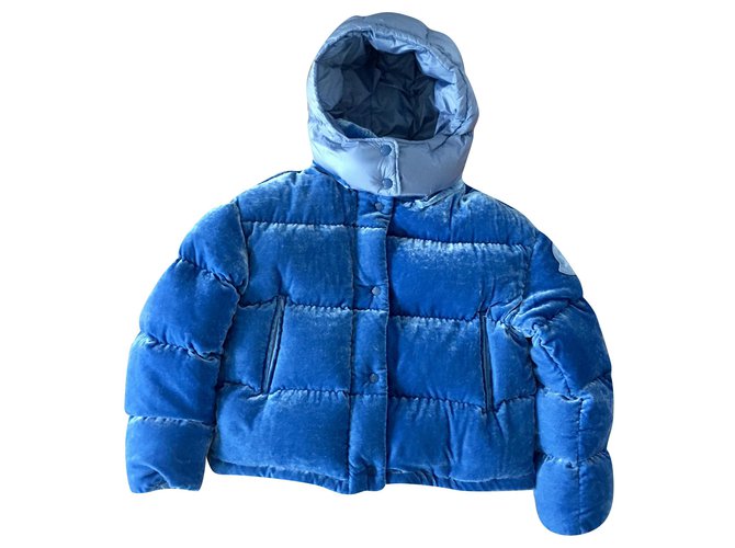 Moncler down jacket Blue Viscose  ref.250219