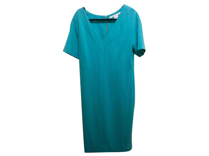 Diane Von Furstenberg DvF Carpe Crepe Dress Turquoise Polyester Triacetate  ref.250267