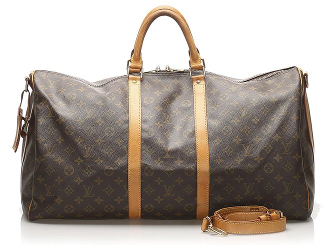 Louis Vuitton Brown Monogram Keepall 50 Leather Cloth  ref.250371