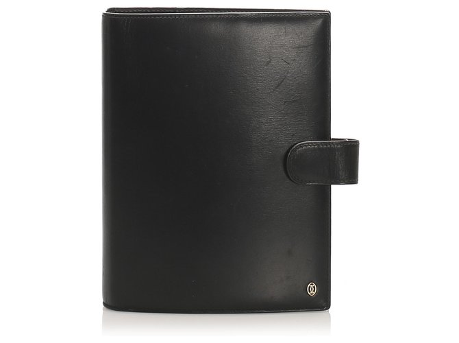 Funda para cuaderno Cartier de cuero negro Becerro  ref.250430