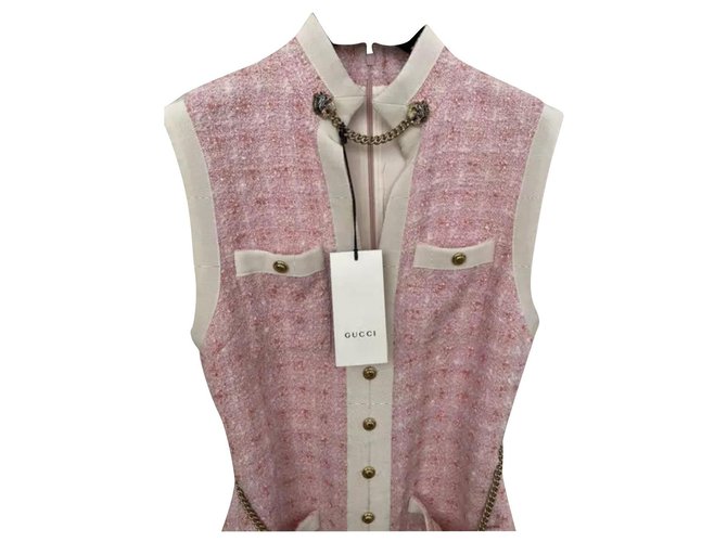 Herrlich !!! Gucci 2019 Cruise Collection - Langes Kleid Pink Tweed  ref.250333