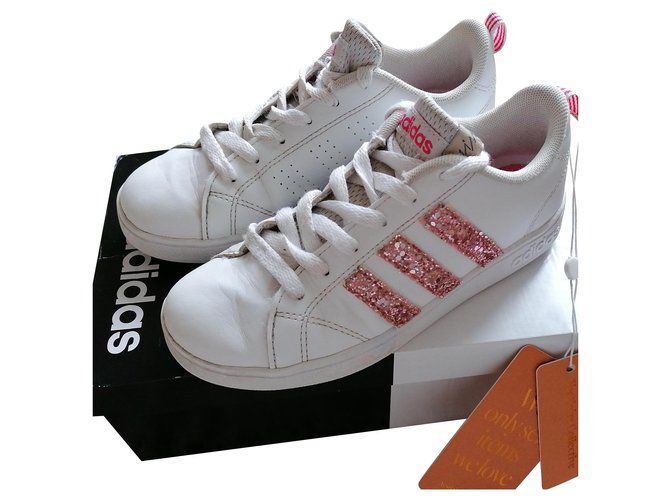 Adidas Glitters Pink White Leather  ref.250648