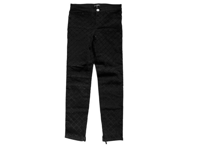 Chanel SS18 Calça Jeans Quilt Embossed Preto Algodão  ref.250668
