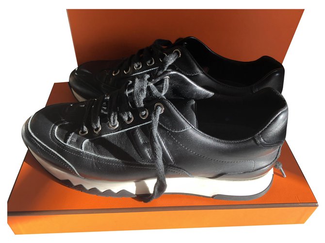 Hermès trail sneakers Black Leather  ref.250680