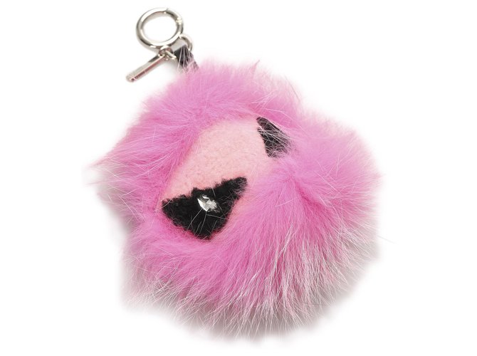 Fendi Pink Monster Pelz Pom-Pom Bag Charm Schwarz  ref.250748