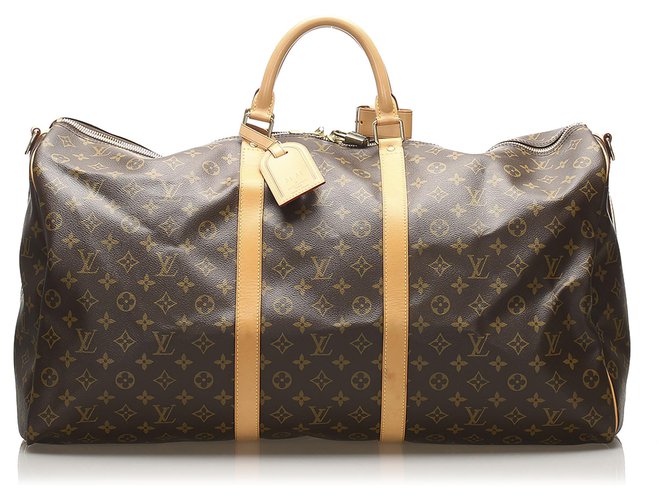 Louis Vuitton Brown Monogram Keepall 60 Leather Cloth  ref.250762