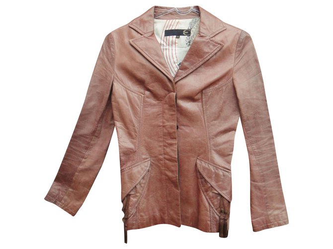 Just Cavalli t XS leather jacket Light brown  ref.250932