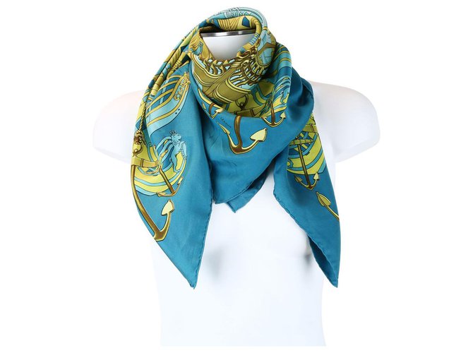 Hermès scarf Blue Silk  ref.250952