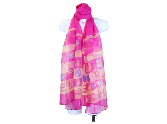 Chanel scarf Pink Silk  ref.250968