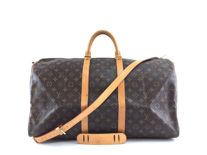 Louis Vuitton Keepall 55 Bandouliere Monogram Canvas Brown Leather  ref.251017