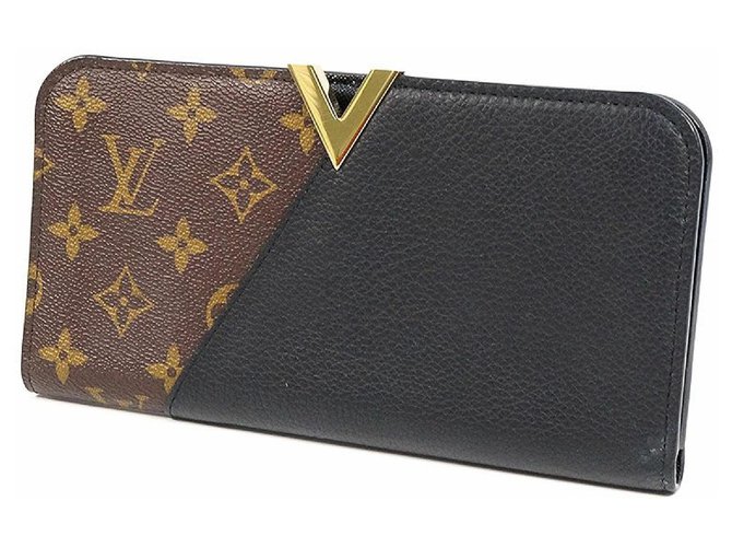 Louis Vuitton Portofeuilles Kimono Unisex lange Brieftasche M.56175 Noir Schwarz Leinwand  ref.251045