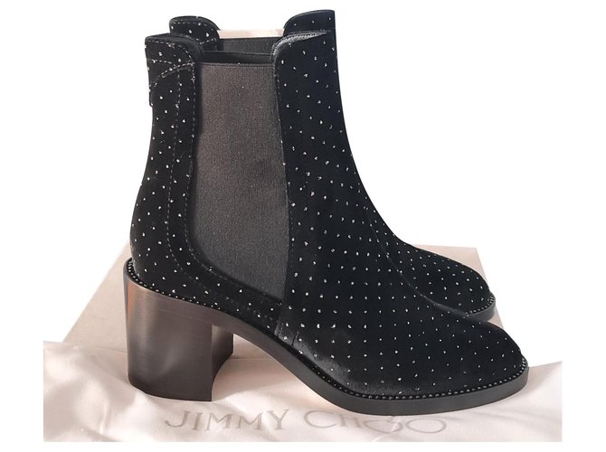 JIMMY CHOO. BOOTS. NEW IN SUEDE BLACK Nero Scamosciato  ref.251210