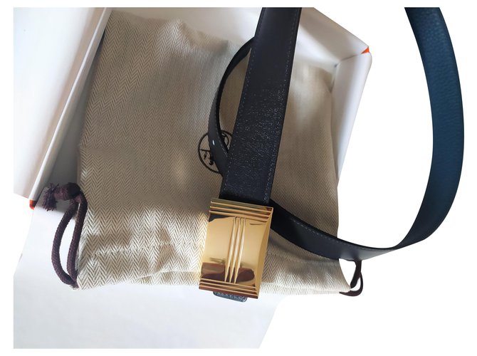Hermès Cintura reversibile in pelle di vitello epsom 32MM Nero  ref.251244