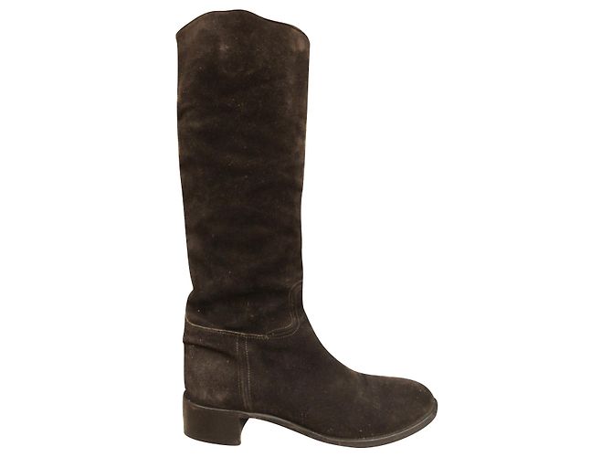 Prada suede boots dark brown size 38