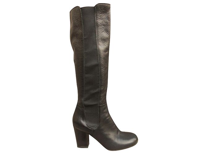 Sergio Rossi Black Leather Boots Size 38