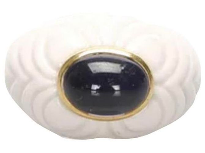 Bulgari Chandra Amethyst Ring aus 18K Gelbgold und Keramik Weiß Lila Gold hardware