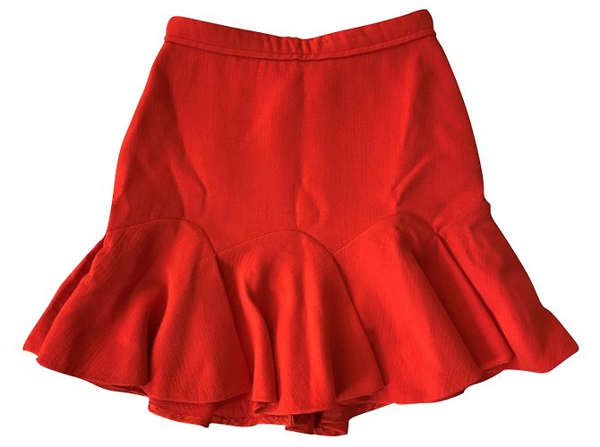 Carven Wollkrepp kurzer Rock Rot