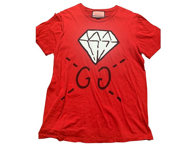 Gucci T-Shirt Rot Baumwolle Größe S