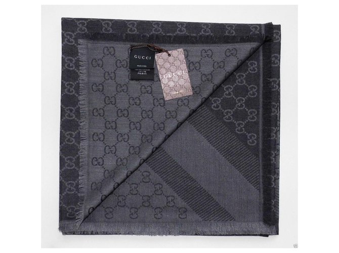 ggweb gucci scarf new Dark grey Silk Wool  ref.251418