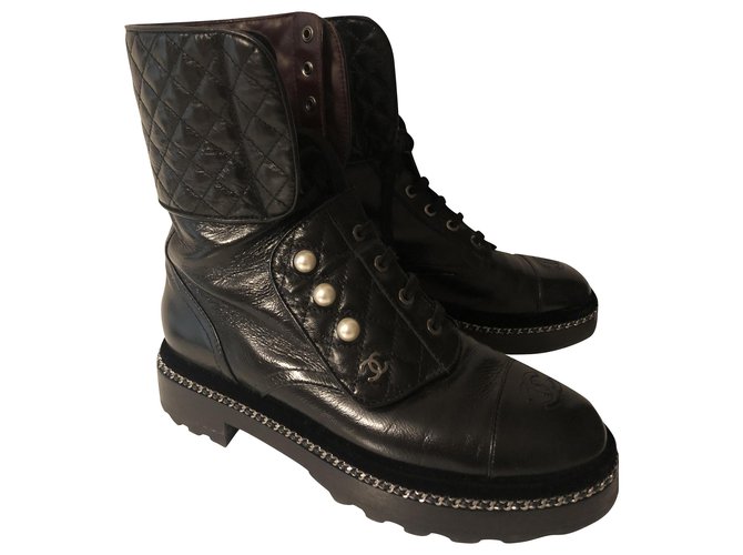 Chanel boots Cuir Noir  ref.251445