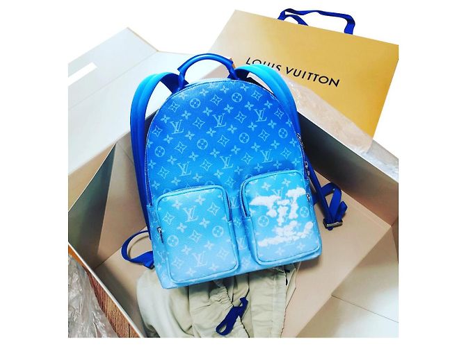 Louis Vuitton Wolken Motiv cloud Multipocket Rucksack neu White Blue