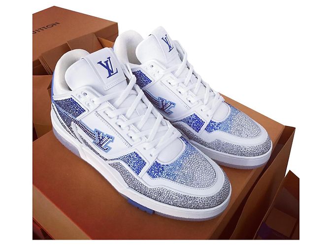 LOUIS Vuitton Trainer Wolken Motiv Cloud Sneaker neu Weiß Blau